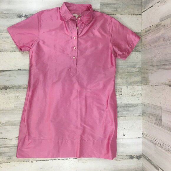 Ann Mashburn Sz M Pink Silk Shantung Popover Shirt Dress NWT - Picture 9 of 16